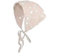 Leichtes Häkel-Stirnband-Handtuch aus Wolle mit hohlem Dreiecksausschnitt und Erdbeer-Jacquard für alle Jahreszeiten (F)