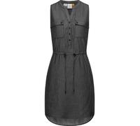 Shirtkleid RAGWEAR "Roisin Denim", Damen, Gr. XS (34), Normalgrößen, blau (schwarz), Material: 60% Baumwolle, 40% Viskose, tailliert ca. Mitte Oberschenkel, V-Ausschnitt, Ärmel ohne Ärmelschlitz, Klei