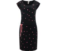 Sommerkleid RAGWEAR "Penelope Hearts YOUMODO", Damen, Gr. L (40), Normalgrößen, schwarz, 100% Baumwolle, tailliert ca. Mitte Oberschenkel, Rundhals, Ärmel ohne Ärmelschlitz abgesteppte Kante, Kleider 