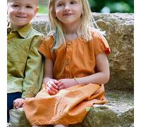 Leichtes Sommerkleid Webstoff orange kariert 74/80