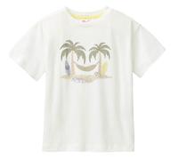 Leichtes T-Shirt Strandmotiv weiss 122/128