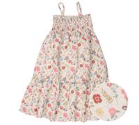 Leichtes Trägerkleid Musselin Blumen Blätter beige 98