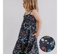 Leichtes Trägerkleid Musselin Blumen navy 110
