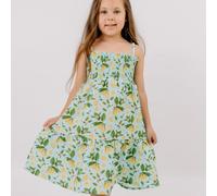 Leichtes Trägerkleid Musselin Zitronen hellblau 110