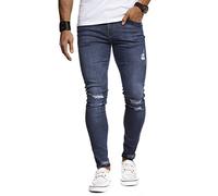 Leif Nelson Herren Jeans Hose Slim Fit Denim Blaue graue Lange Jeanshose für Männer Coole Jungen weiße Stretch Freizeithose Schwarze Cargo Chino Sommer Winter Basic LN9145 W32L30 Dunkel Blau