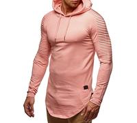 Leif Nelson Herren Kapuzenpullover Slim Fit Baumwolle-Anteil Moderner weißer Herren Hoodie-Sweatshirt-Pulli Langarm Herren schwarzer Pullover-Shirt mit Kapuze LN6369 Lachsrosa XX-Large