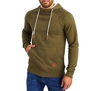 Leif Nelson Herren Kapuzenpullover Slim Fit Hoodie LN8125 Khaki X-Large