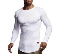 Leif Nelson Herren Langarmshirt Basic Pullover Rundhals-Ausschnitt Slim Fit Longsleeve Rundkragen Männer Pulli Sweatshirt Langarm Crew Neck LN8394; Größe XXL, Weiß