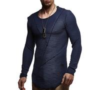 Leif Nelson Herren Oversize Pullover Sweatshirt Hoodie Longsleeve Rundhals Ausschnitt Hoody Sweatjacke Pulli LN6323; Größe S, Blau