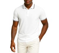 Leif Nelson Herren Poloshirt Slim Fit, 100% Baumwolle Polo Shirt Kurzarm, Klassisches Männer Shirt mit Kragen & Kontraststreifen, Freizeit & Business, Weiß Größe L