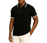 Leif Nelson Herren Poloshirt Slim Fit, 100% Baumwolle Polo Shirt Kurzarm, Klassisches Männer Shirt mit Kragen & Kontraststreifen, Freizeit & Business, Schwarz Größe M