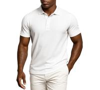 Leif Nelson Herren Poloshirt Slim Fit, Stretch Polo Shirt Kurzarm aus Baumwollmix, Klassisch & Modern, Elastisch, Atmungsaktiv, Pflegeleicht, Weiß Größe XL