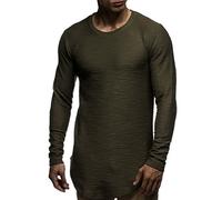 Leif Nelson Herren Pullover Rundhals-Ausschnitt Schwarzer Männer Longsleeve dünner Pulli Sweatshirt Langarmshirt Crew Neck Jungen Hoodie T-Shirt Langarm Oversize Khaki Small