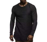 Leif Nelson Herren Pullover Rundhals-Ausschnitt Schwarzer Männer Longsleeve dünner Pulli Sweatshirt Langarmshirt Crew Neck Jungen Hoodie T-Shirt Langarm Oversize Schwarz Small