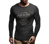 Leif Nelson Herren Pullover Strickpullover Hoodie Sweatshirt Longsleeve Langarm Sweater Rundhals Crew Neck Feinstrick; Größe XL, Anthrazit-Schwarz