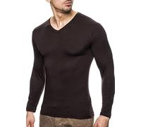 Leif Nelson Herren Pullover V-Ausschnitt Slim Fit Schwarzer Männer Longsleeve dünner Pulli Sweatshirt Langarmshirt Jungen Hoodie T-Shirt Langarm Oversize WI2 Braun M