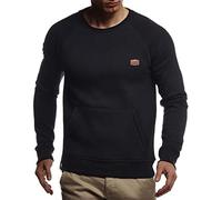 Leif Nelson Herren Rundhals Ausschnitt Langarmshirt Slim Fit Baumwolle-Anteil Basic Männer Longsleeve Pulli weißes Sweatshirt Jungen Pullover Crew Neck T-Shirt Langarm LN8279 Schwarz Small