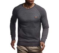 Leif Nelson Herren Rundhals Ausschnitt Langarmshirt Slim Fit Baumwolle-Anteil Basic Männer Longsleeve Pulli weißes Sweatshirt Jungen Pullover Crew Neck T-Shirt Langarm LN8279 Anthrazit Small
