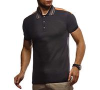 Leif Nelson Herren Sommer T-Shirt Poloshirt Slim Fit aus Feinstrick Cooles Basic Männer Polo-Shirt Crew Neck Jungen Kurzarmshirt Polo Shirt Sweater Kurzarm LN7340 Schwarz XX-Large