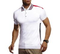 Leif Nelson Herren Sommer T-Shirt Poloshirt Slim Fit aus Feinstrick Cooles Basic Männer Polo-Shirt Crew Neck Jungen Kurzarmshirt Polo Shirt Sweater Kurzarm LN7340 Weiß X-Large