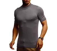 Leif Nelson Herren Sommer T-Shirt Rundhals Ausschnitt Slim Fit aus Feinstrick Cooles weißes schwarzes Basic Männer T-Shirt Crew Neck Jungen Kurzarmshirt O-Neck Kurzarm Sleeve Top Lang LN7430
