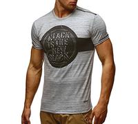 Leif Nelson Herren Sommer T-Shirt Rundhals-Ausschnitt Slim Fit Baumwolle-Anteil Moderner Männer T-Shirt crew Neck Hoodie-Sweatshirt kurzarm lang LN795 Grau Melange XXL