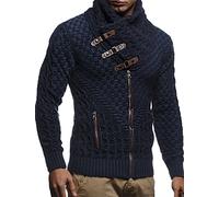 Leif Nelson Herren Strickjacke Blau Größe XXL mit Reißverschluss Regular Fit, Männer Cardigan Langarm Design, ideal für Casual und Business-Looks