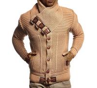 Leif Nelson Herren Strickjacke Braun Größe XXL mit Knöpfen Regular Fit, Männer Cardigan Langarm Design, ideal für Casual und Business-Looks