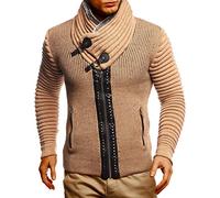 Leif Nelson Herren Strickjacke Braun Größe XXL mit Reißverschluss Regular Fit, Männer Cardigan Langarm Design, ideal für Casual und Business-Looks