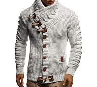 Leif Nelson Herren Strickjacke Grau Größe 3XL mit Knöpfen Regular Fit, Männer Cardigan Langarm Design, ideal für Casual und Business-Looks