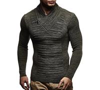 Leif Nelson Herren Strickpullover Khaki 4XL Reißverschluss - Dünner Männer Strick Pullover Winter & Sommer - Cooler Männer Pullover Schalkragen