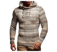 Leif Nelson Herren Strickpullover mit Kapuze Beige/Hochwertiger Winterpullover in Regular Fit, ideal für Casual und Business, Langarm Größe XXXL