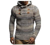 Leif Nelson Herren Strickpullover mit Kapuze Beige/Hochwertiger Winterpullover in Regular Fit, ideal für Casual und Business, Langarm Größe XXXL