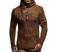 Leif Nelson Herren Strickpullover mit Kapuze Braun/Hochwertiger Winterpullover in Regular Fit, ideal für Casual und Business, Langarm Größe XXXL