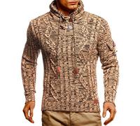 Leif Nelson Herren Strickpullover mit Kapuze Braun/Hochwertiger Winterpullover in Regular Fit, ideal für Casual und Business, Langarm Größe M