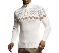 Leif Nelson Herren Strickpullover Pullover Norwegerpullover Winterpullover Norweger Muster Grobstrickpullover Männer Pulli für Weihnachten Winter SIM Fit LN20758 XXL Ecru
