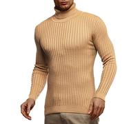 Leif Nelson Herren Strickpullover Warmer Pullover mit Rollkragen Rollkragenpullover für Männer Pulli für Winter Rolli LN2115 XL Beige