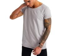 LEIF Nelson Herren T-Shirt LN 6340 Basic Shirt tiefer Rundhals Ausschnitt Kurzarm- Gr M, Grau