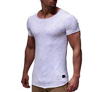 Leif Nelson Herren T-Shirt Sommer Rundhals-Ausschnitt Weiß XXL, Regular Fit 100% Baumwolle, Casual Basic Männer T-Shirt Kurzarm