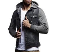 Leif Nelson Jeansjacke Herren, Jeans Denim Kapuzenjacke, Männer Jeans Jacke mit coolen Baumwolle-Ärmel, modernes Design in Regular Fit