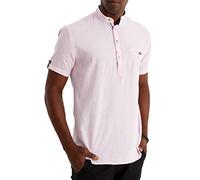 Leif Nelson Leinenhemd Herren Sommer Kurzarm Rosa/Henley Hemd für Freizeit und Business/Gemischt aus Leinen und Baumwolle/Regular Fit Größe S