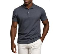 Leif Nelson Poloshirt Herren Slim Fit, 100% Baumwolle, Kurzarm Polohemd, körpernaher Schnitt, Casual Business Sommer Shirt, Anthrazit Größe S