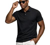 Leif Nelson Poloshirt Herren Slim Fit, 100% Baumwolle, Kurzarm Polohemd, körpernaher Schnitt, Casual Business Sommer Shirt, Schwarz Größe M