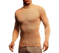 Leif Nelson Rollkragenpullover Herren Beige XXL Strickpullover - Cooler Männer Pullover Rollkragen - Dünner Männer Strick Pullover Winter & Sommer
