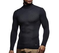 Leif Nelson Rollkragenpullover Herren Blau M Strickpullover - Cooler Männer Pullover Rollkragen - Dünner Männer Strick Pullover Winter & Sommer