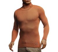 Leif Nelson Rollkragenpullover Herren Braun M Strickpullover - Cooler Männer Pullover Rollkragen - Dünner Männer Strick Pullover Winter & Sommer