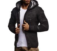 Leif Nelson Strickjacke Herren mit Kapuze & Reissverschluss - Strick Sweatjacke Männer Cardigan für Winter & Sommer