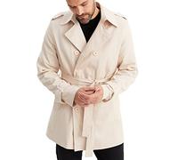 Leif Nelson Trenchcoat Herren kurze Jacke Kurzmantel Slim Fit Business Übergangsjacke Männer Mantel Sommer Lange Freizeitjacke Frühling Herbst Größe L Beige
