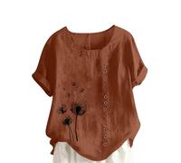 Leinen Damen Leinenbluse Damen Baumwolle Leinen Shirt Elegante Leinenshirt Lose Kurzarm Blusen Frauen Longshirt Oversized Tee T-Shirt Meine Bestellungen Anzeigen 2025 Auf Deutsch
