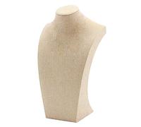 Leinen Holz Halskette Display Büste Stand Schaufensterpuppe Schmuck Halter Für Halsketten Kette, Halsband, Anhänger - Beige, b 205 × 340 mm